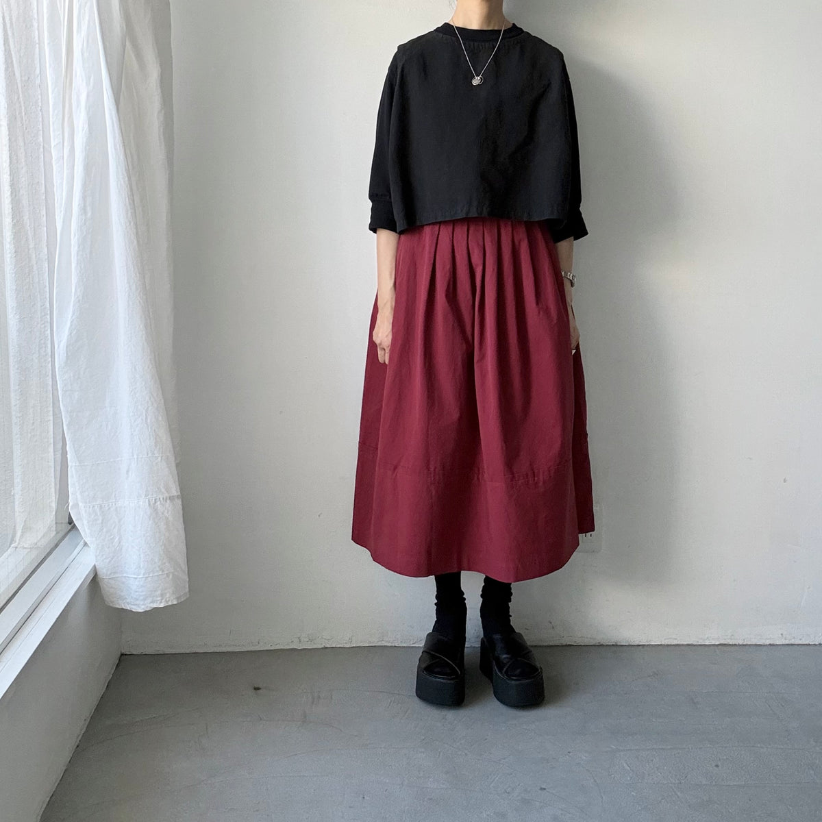 MAGALI オールドコットンラップ風スカート　レッド