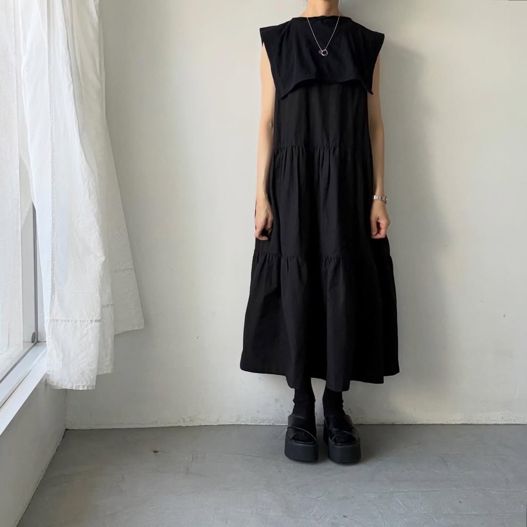 homspun  天竺スクエア付け襟　ブラック