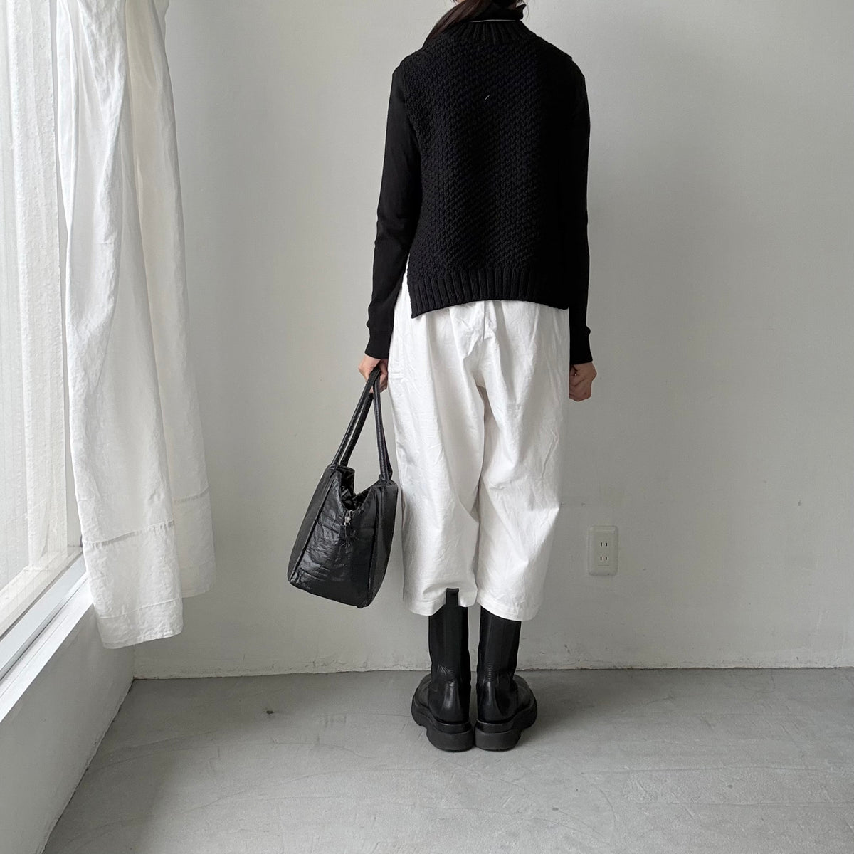 homspun デニムギャザーパンツ　ホワイト