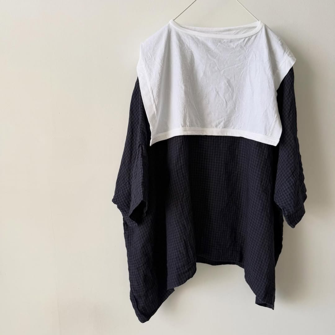 jujudhau ギンガムリネンワイドシャツ