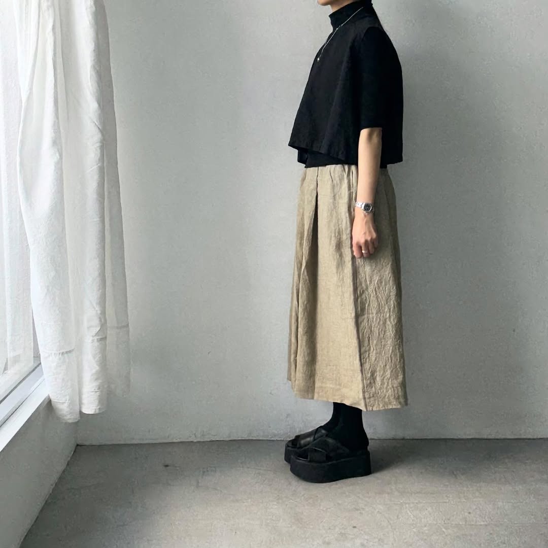 Linenya  リネンタックスカート　ベージュ