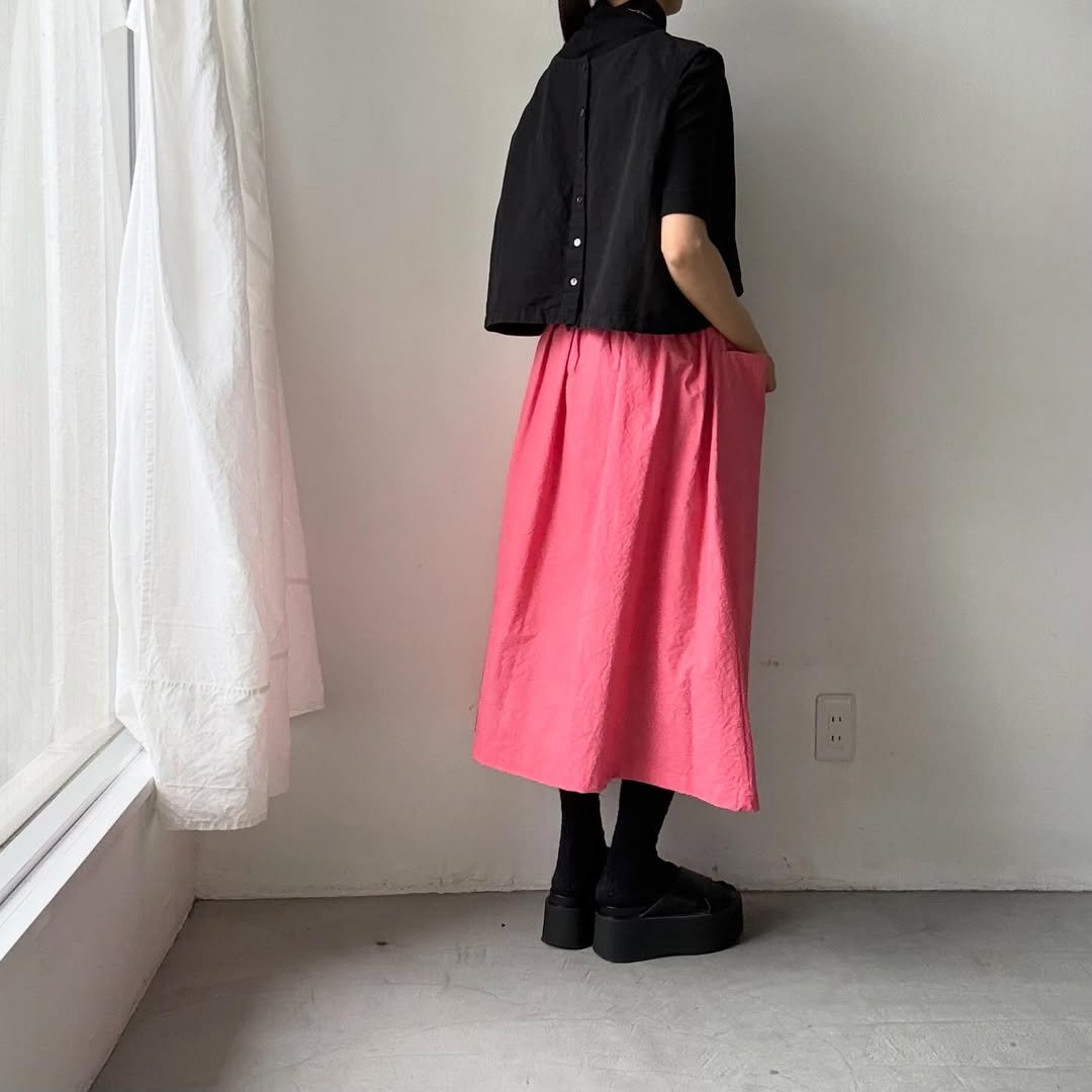 atelier naruse  ダウンプルーフコットンカットインポケットスカート　ローズピンク