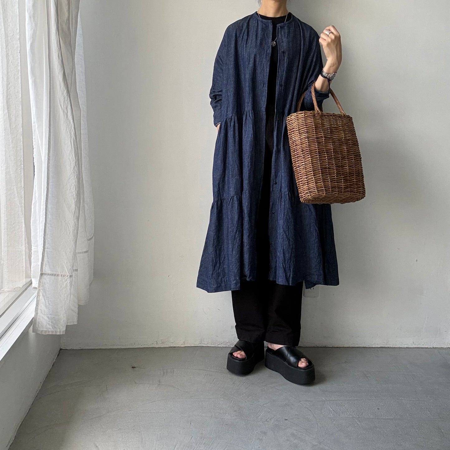 jujudhau デッドストックデニムティアードドレス