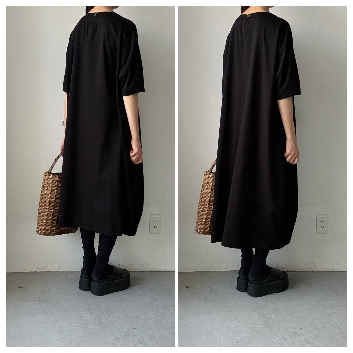 atelier naruse  コットンカットソーコクーンワンピース　ブラック