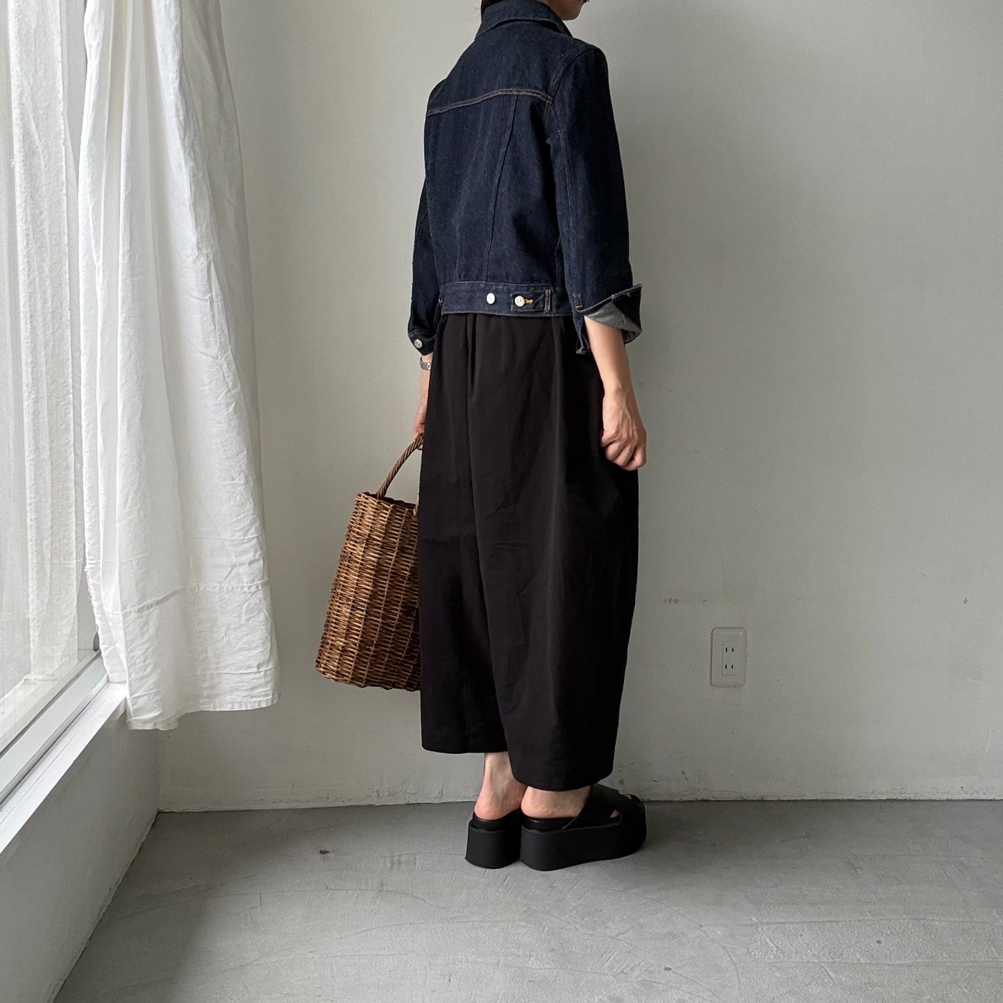 atelier d'antan Perriereコットンワイドパンツ　ブラックsize1