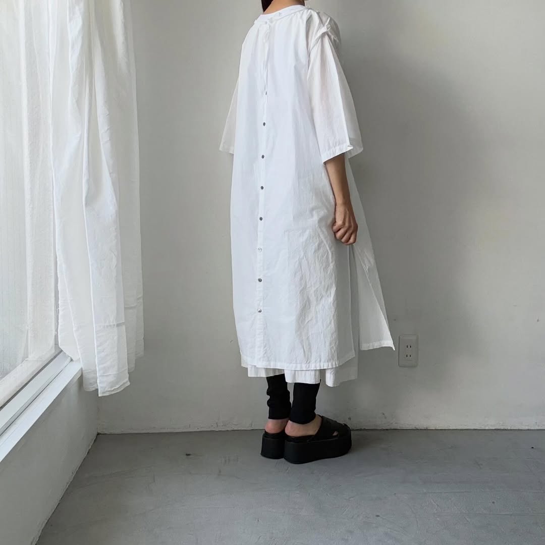 ayanoguchiaya　フリップロングシャツドレス　ホワイト