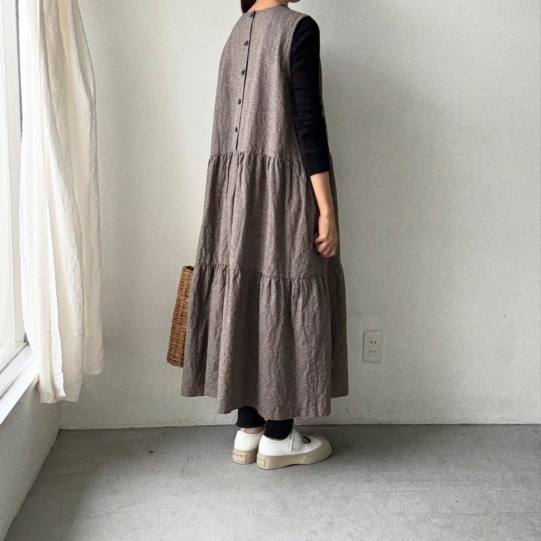 Linenya  ティアードワンピース　チェック