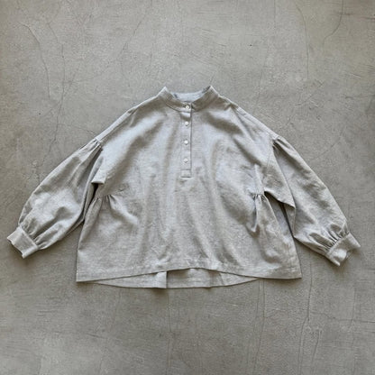 Linenya  コットンリネンウール長袖スタンドカラーブラウス