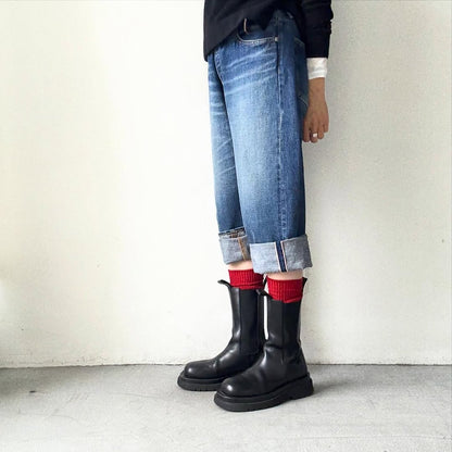 homspun コットンウールかのこ編みハイソックス　レッド