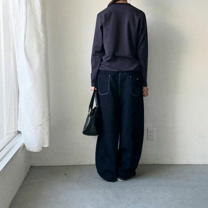 OLDMANS TAILOR OMTラバープリント長袖Tシャツ　ネイビー