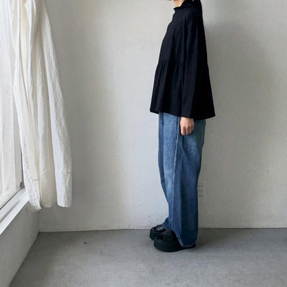 homspun 天竺ハイネックギャザープルオーバー　ブラック