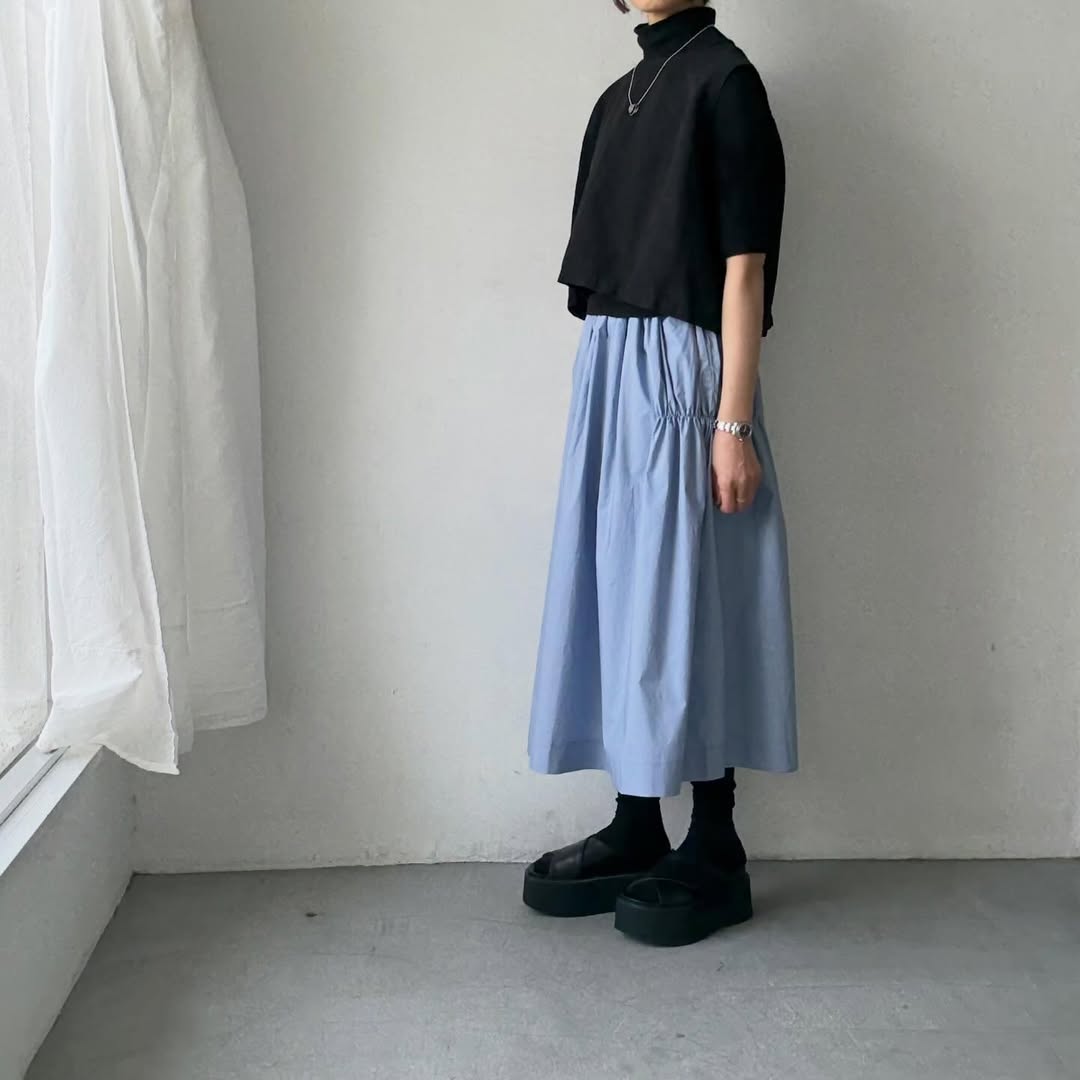 🟡週末入荷分予約受付中🟡cion  コットンシャーリングギャザースカート　サックスブルー