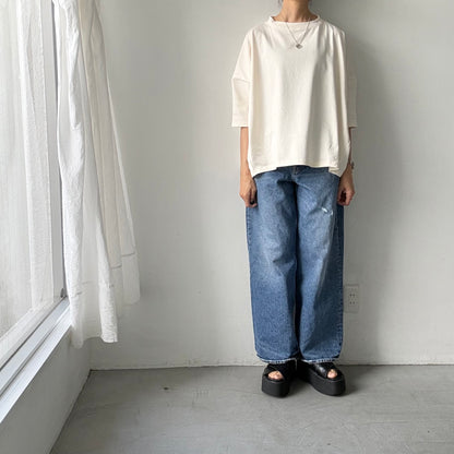 🟡水曜日入荷分予約受付中🟡 Linenya  テラヴェ7分袖Tシャツ　アイボリー