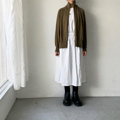 homspun ソフトコットンジップアップカーディガン　カーキ