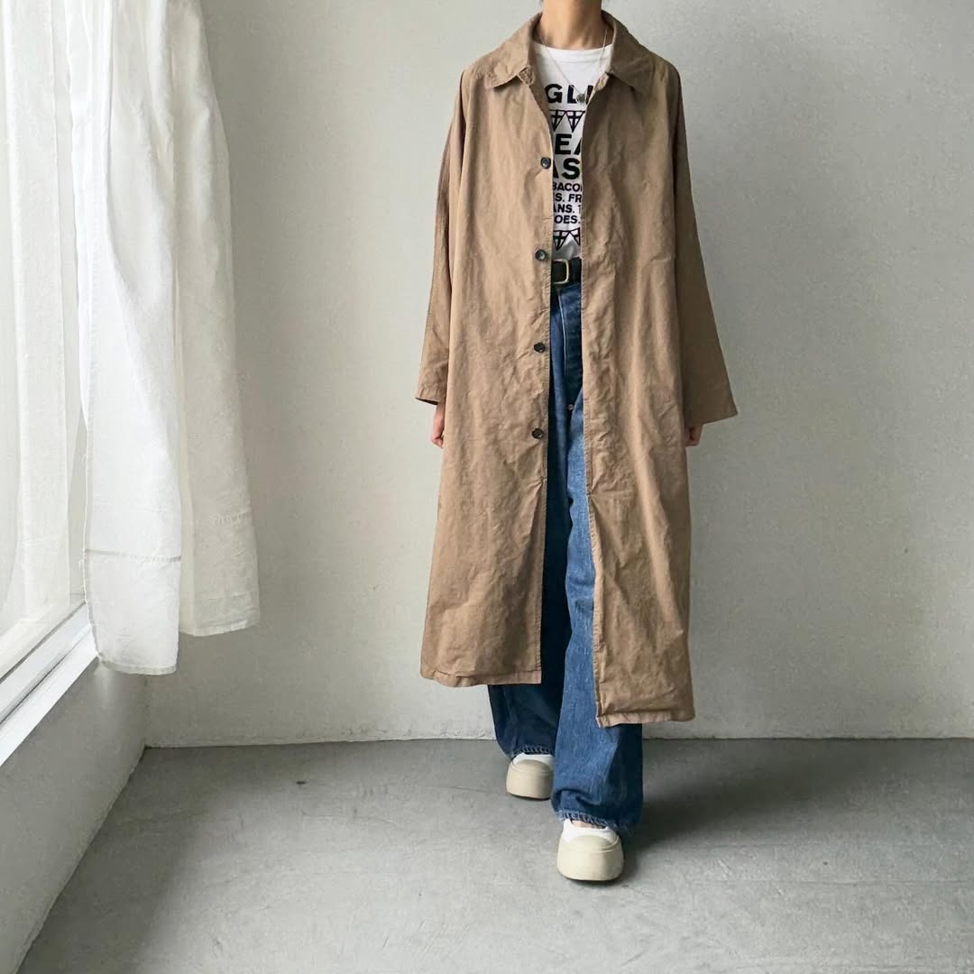 R&D.M.Co ガーメントダイステンカラーコート　ベージュ