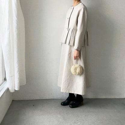 MAGALI ハイカウントコットンリネンダブルボタンジャケット　オートミール