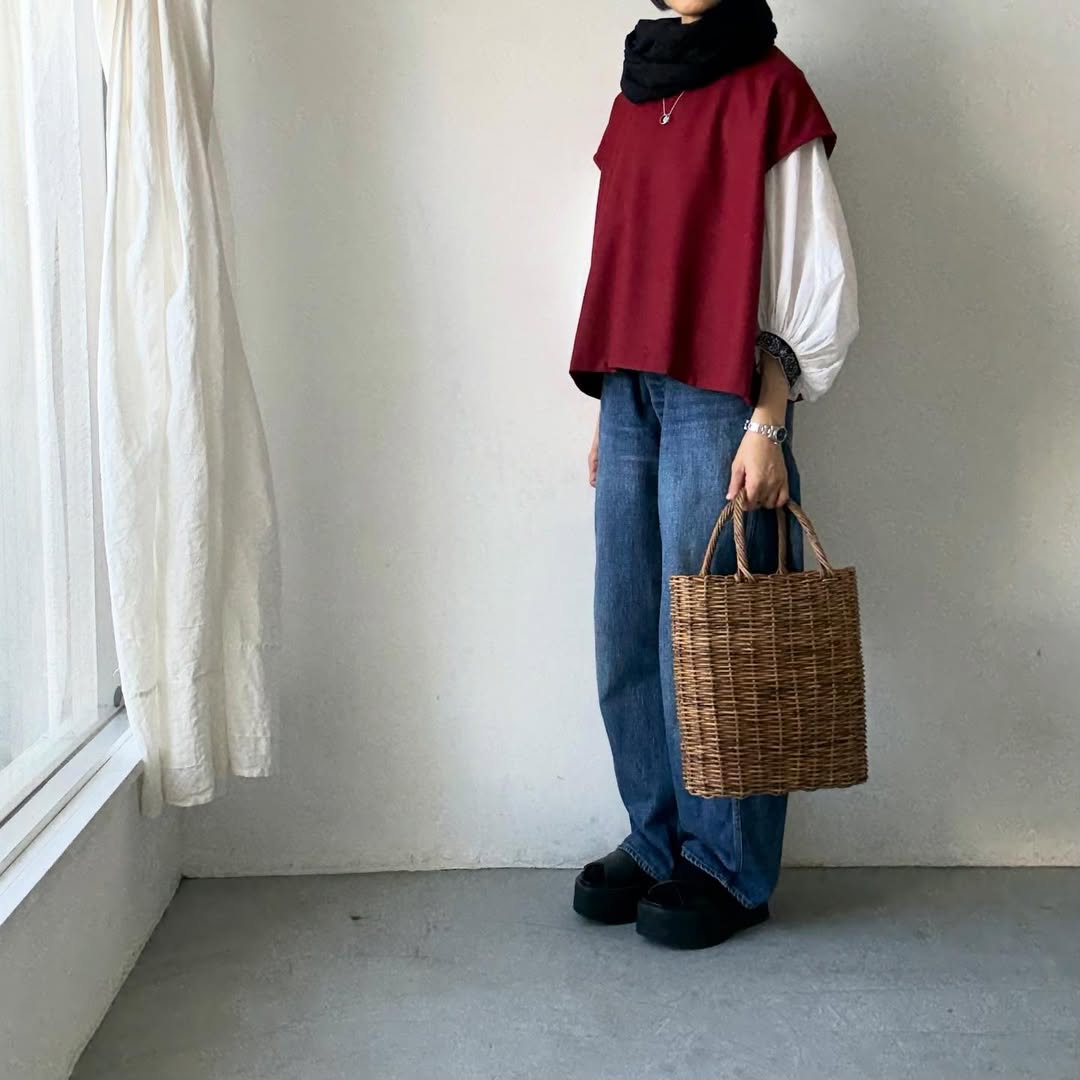 Linenya  ウール混ベスト　レッド