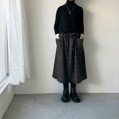 R&D.M.Co ウールタータンチェックストリングスカート