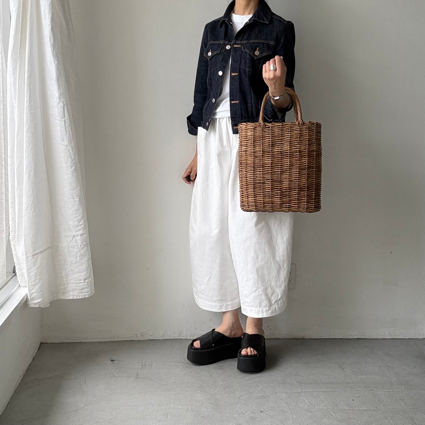 atelier d'antan Perriereコットンワイドパンツ　ホワイトsize 1