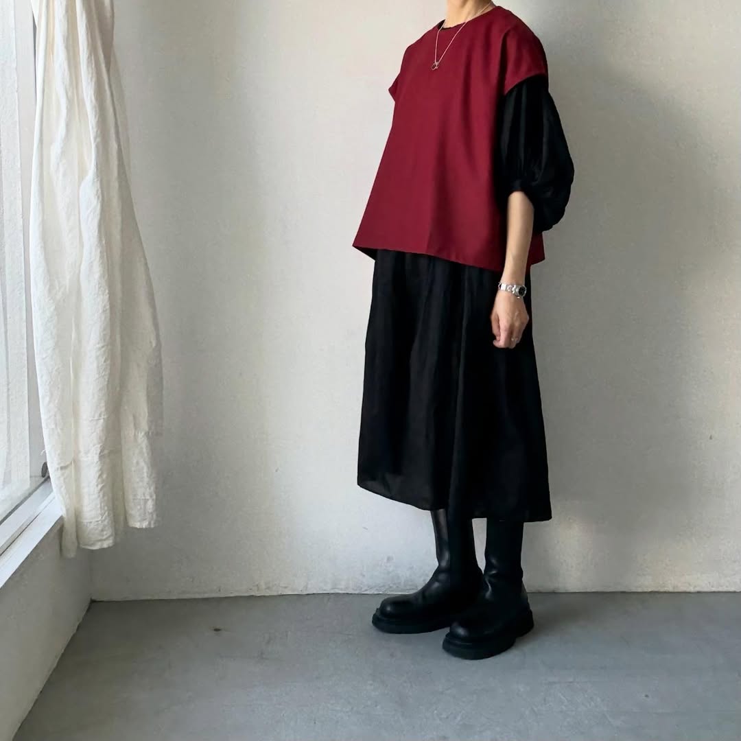 Linenya  ウール混ベスト　レッド