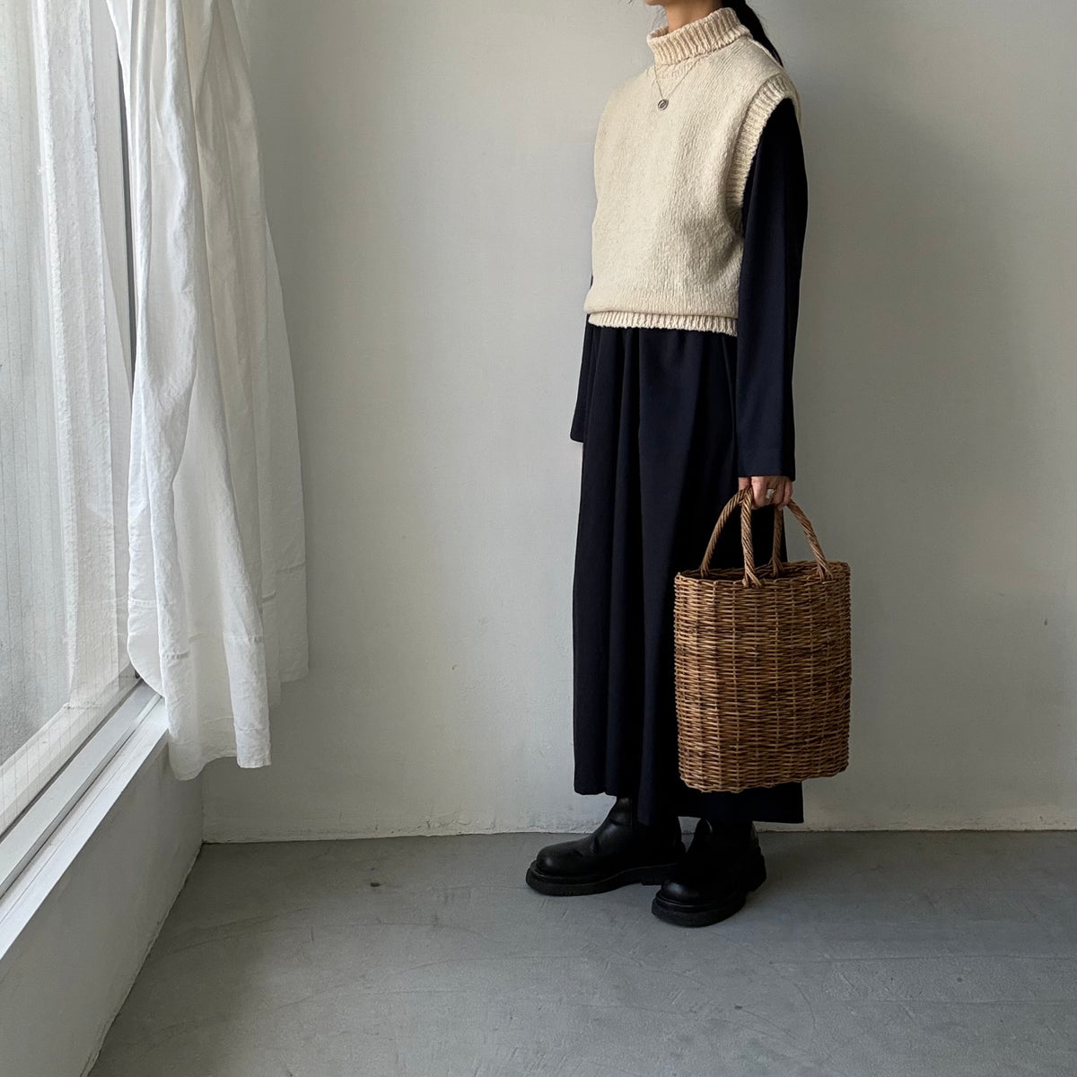 homspun  ネップヤーンタートルベスト　オフ