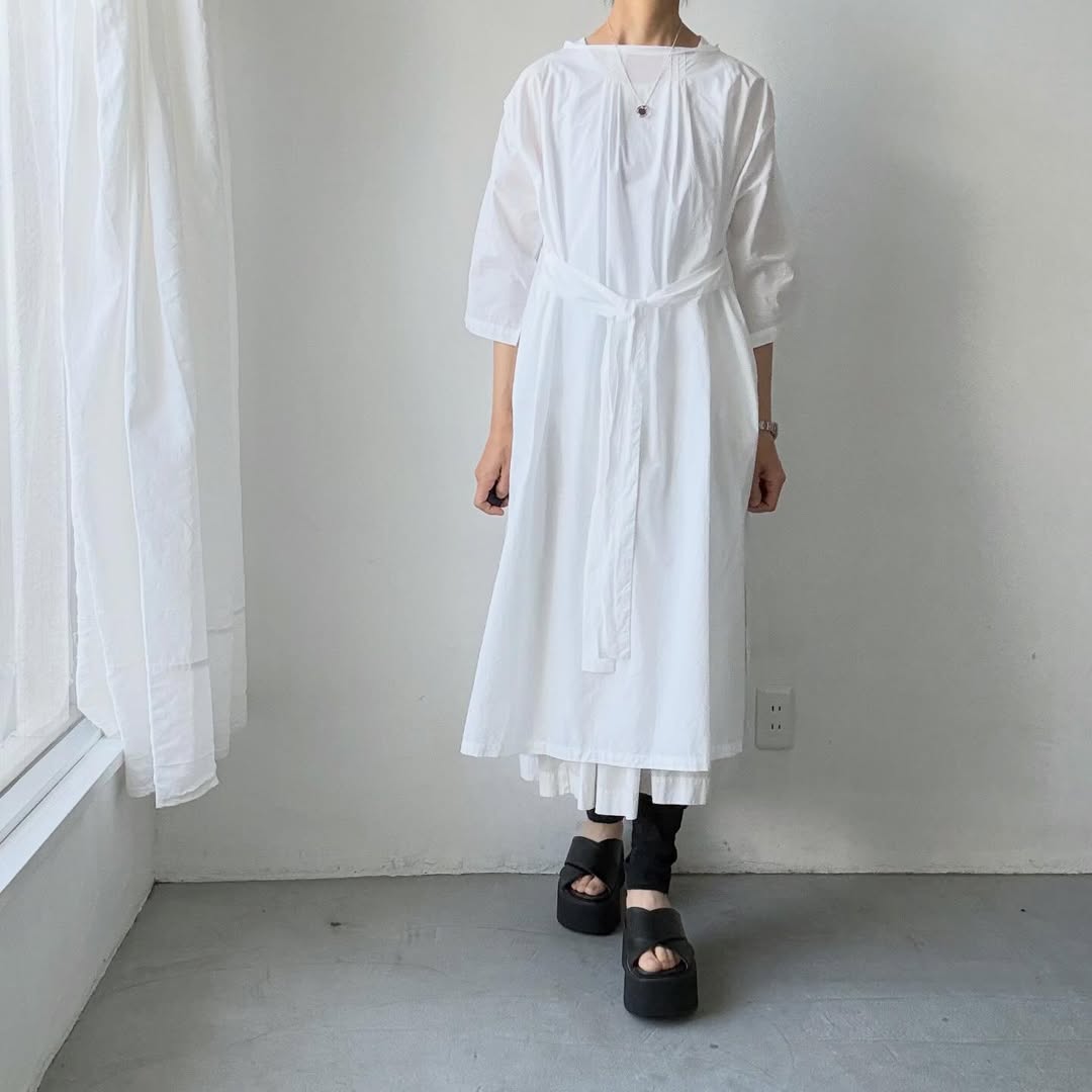 ayanoguchiaya　フリップロングシャツドレス　ホワイト