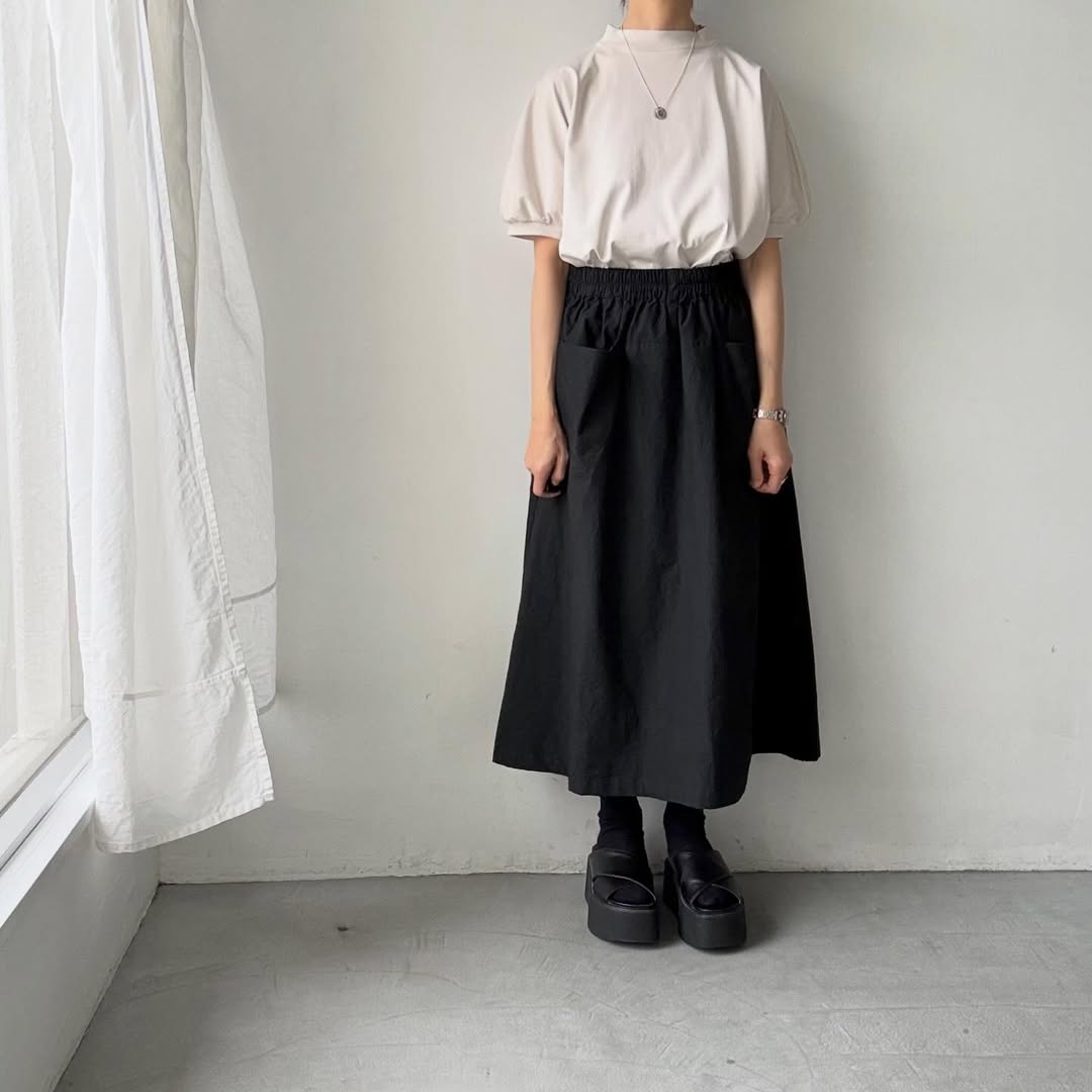 MAGALI コットン天竺ギャザースリーブカットソー　オートミール