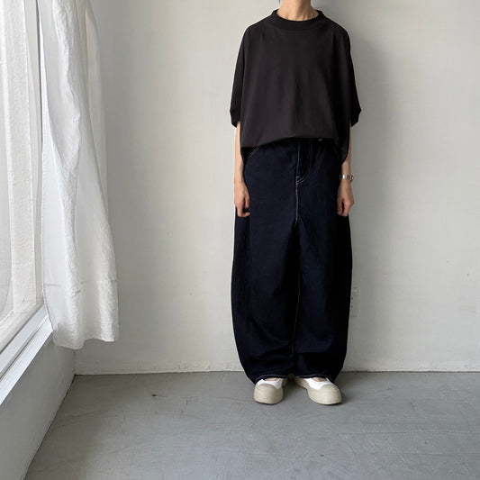 🟡週末入荷分予約受付中🟡Linenya  空紡糸度詰めTシャツ　ブラック