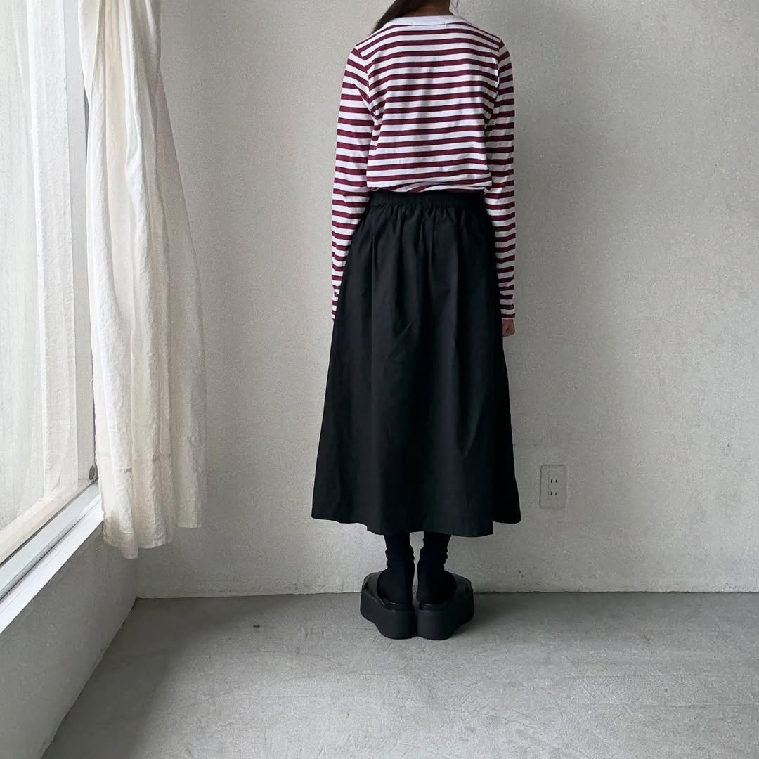 R&D.M.Co ガーゼボーダー長袖Tシャツ　プラム　Mサイズ