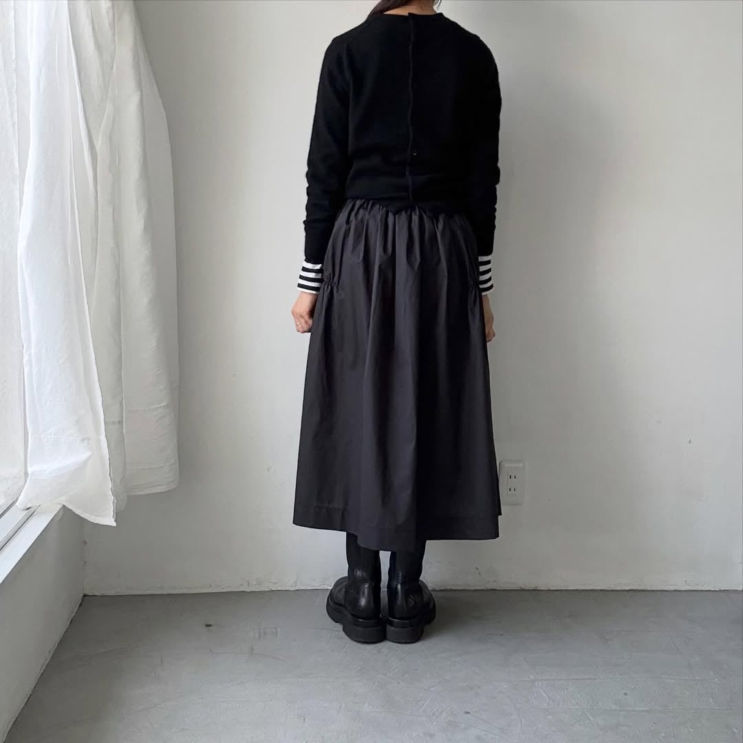 cion  コットンシャーリングギャザースカート　ブラック