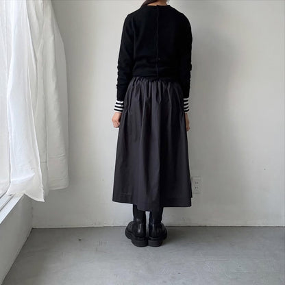 cion  コットンシャーリングギャザースカート　ブラック