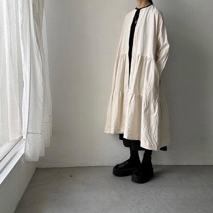 jujudhau デッドストックコットンティアードドレス　ナチュラル(ネップ)