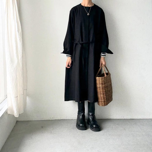 atelier naruse コットンウールシャツワンピース