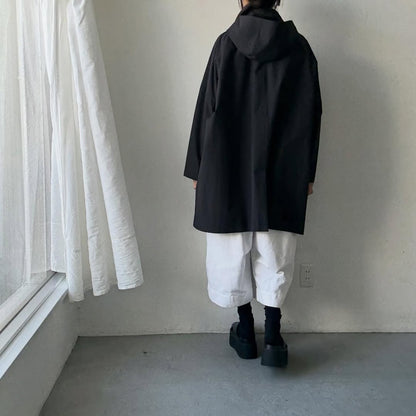 atelier naruse コットンナイロンタフタフーデットコート　ブラック