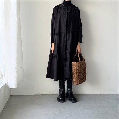 jujudhau デッドストックコットンティアードドレス　ブラック