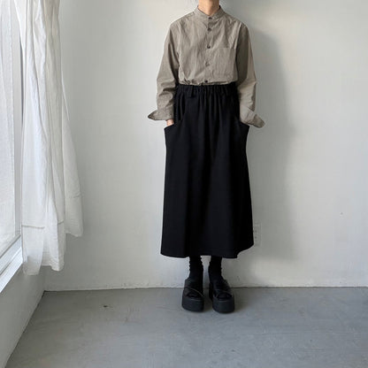 atelier naruse  オーガニックコットングレンチェックバンドカラーシャツ