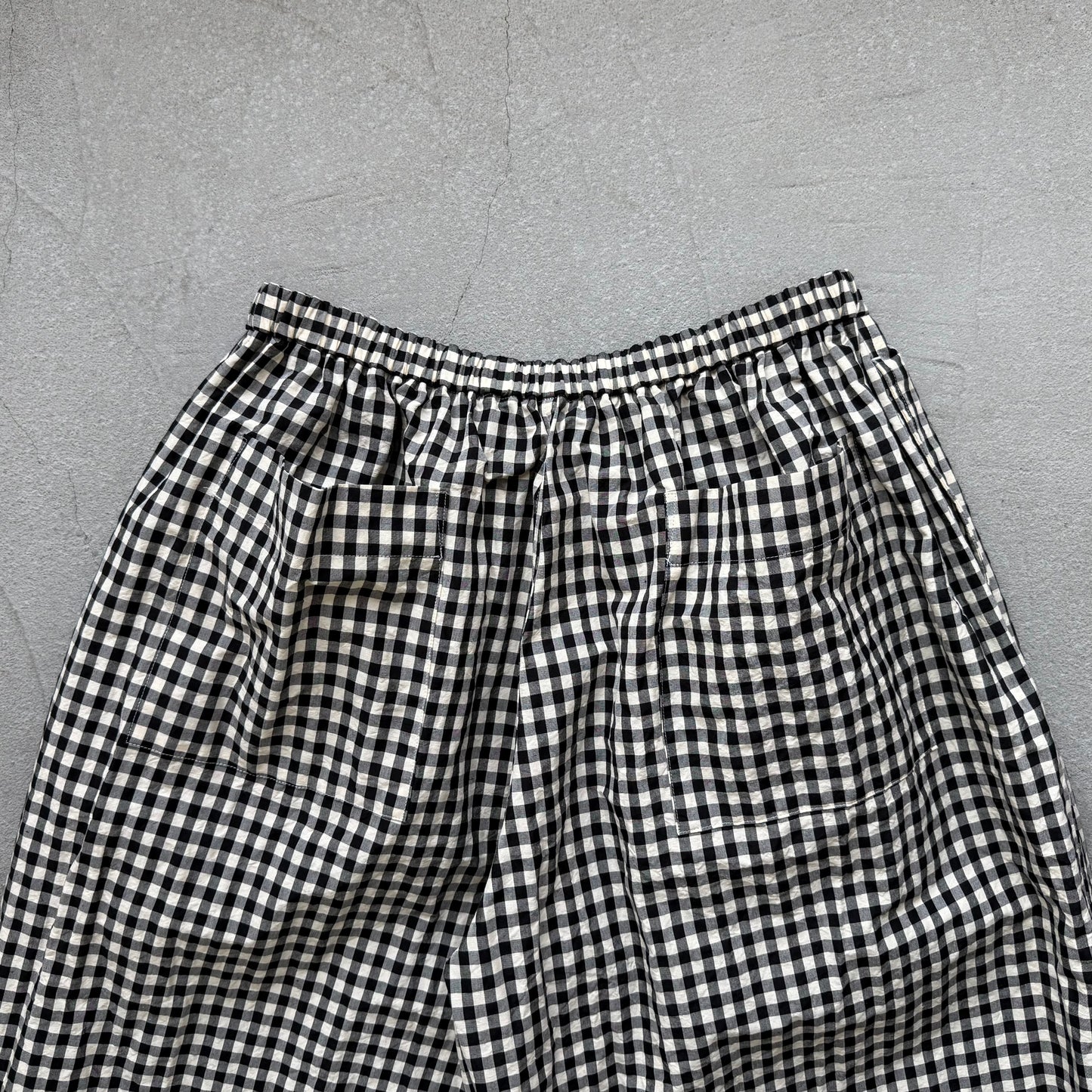 R&D.M.Co 　ギンガムチェックワイドゴムパンツ　ブラック