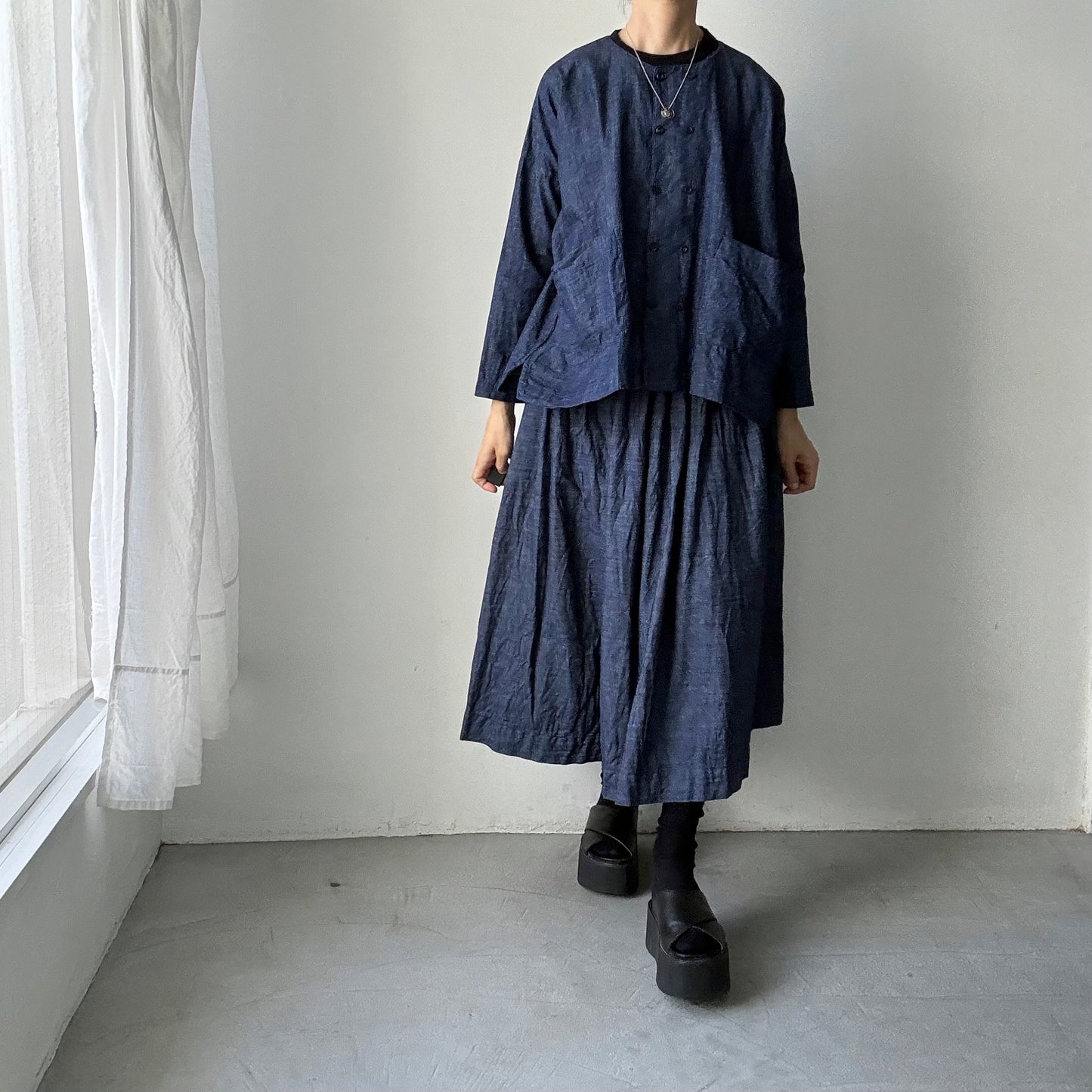 jujudhau デッドストックデニムダブルボタンシャツ