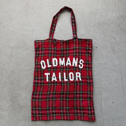 OLDMANS TAILOR  OMTプリントタータンチェックリネントートバッグ