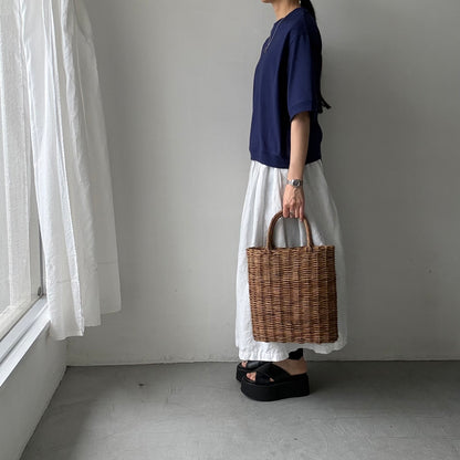 atelier d'antan  Bordet コットンジャージー５分袖プルオーバー　ダークブルー