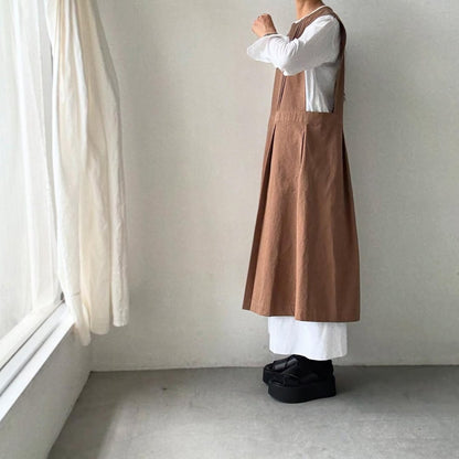 atelier d'antan kobell コットンエプロンドレス　カーキ