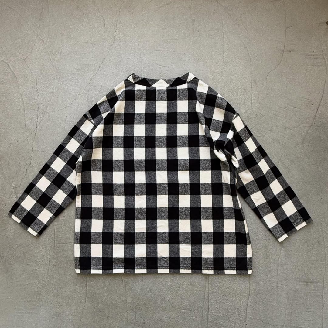 homspun ブロックチェックルームウェアセット　オフホワイト×ブラック