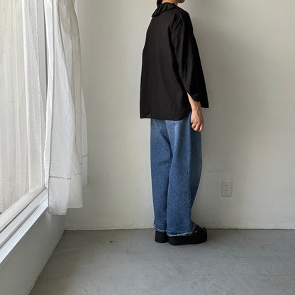 R&D.M.Co  リネンガーメントダイラッフルカラーブラウス