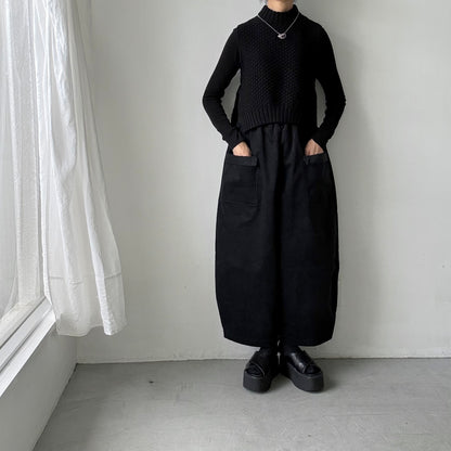MAGALI コットンコーデュロイフラップポケットパンツ　ブラック