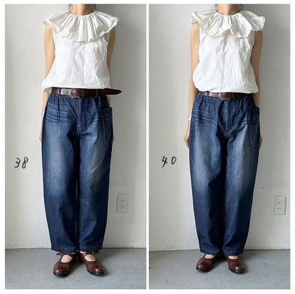 atelier naruse コットンデニムバルーンパンツ　ストーンウォッシュインディゴ