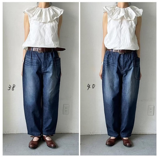 atelier naruse コットンデニムバルーンパンツ　ストーンウォッシュインディゴ