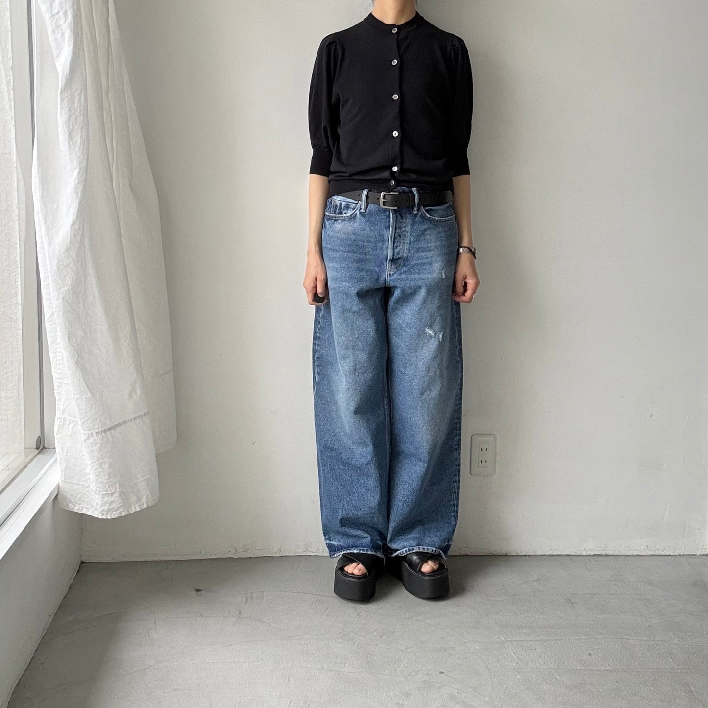 R&D.M.Co アイスコットンパフスリーブカーディガン