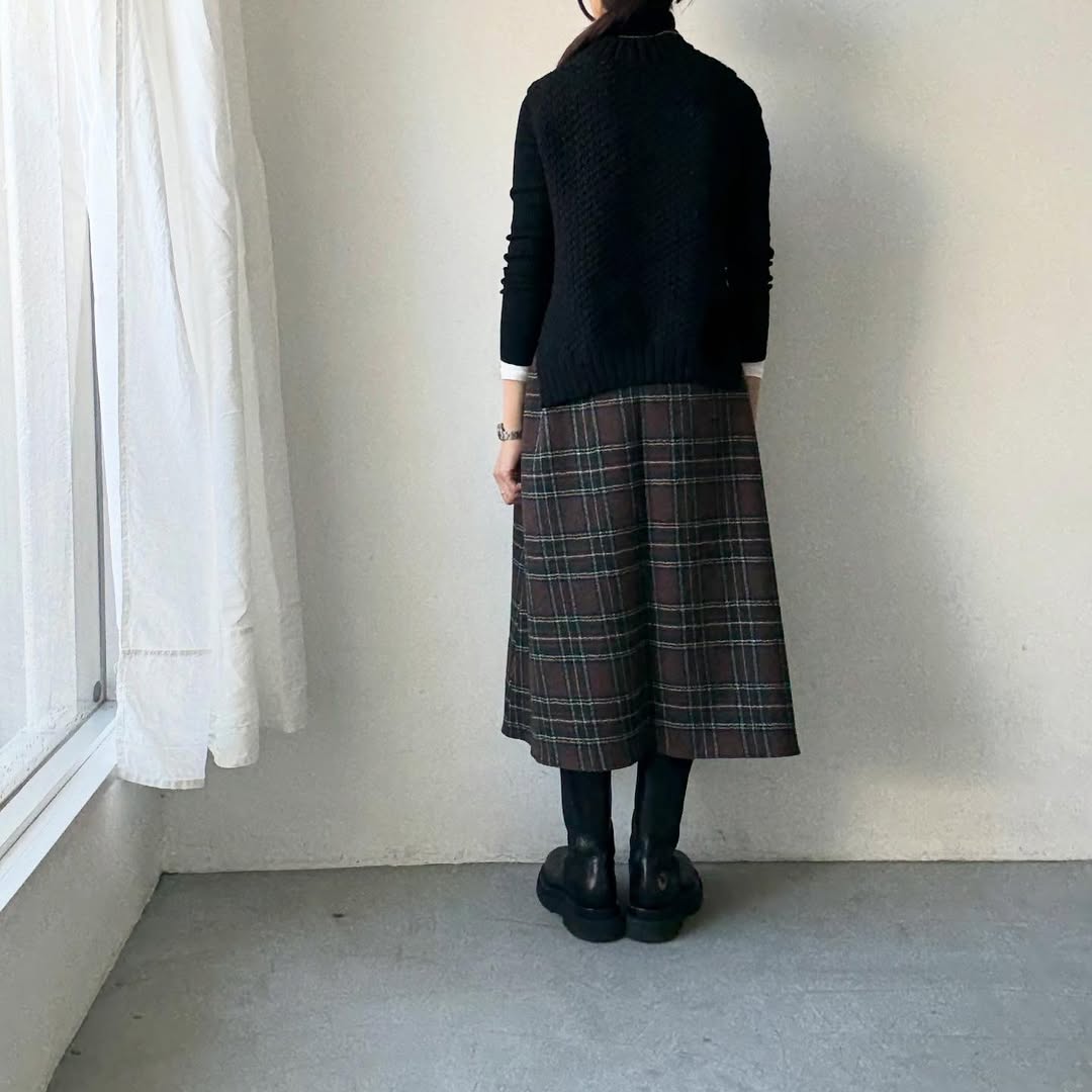 R&D.M.Co ウールタータンチェックストリングスカート