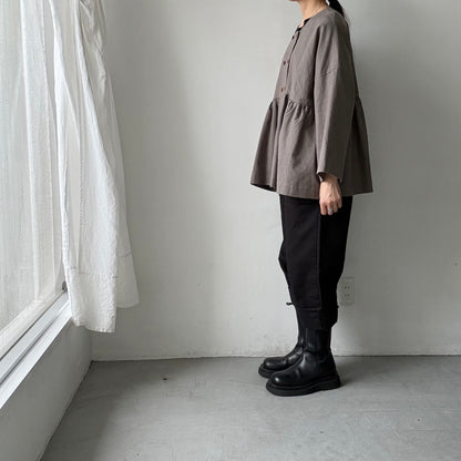 MAGALI  コットンリネンオーバーダイダブルボタンジャケット　グレー