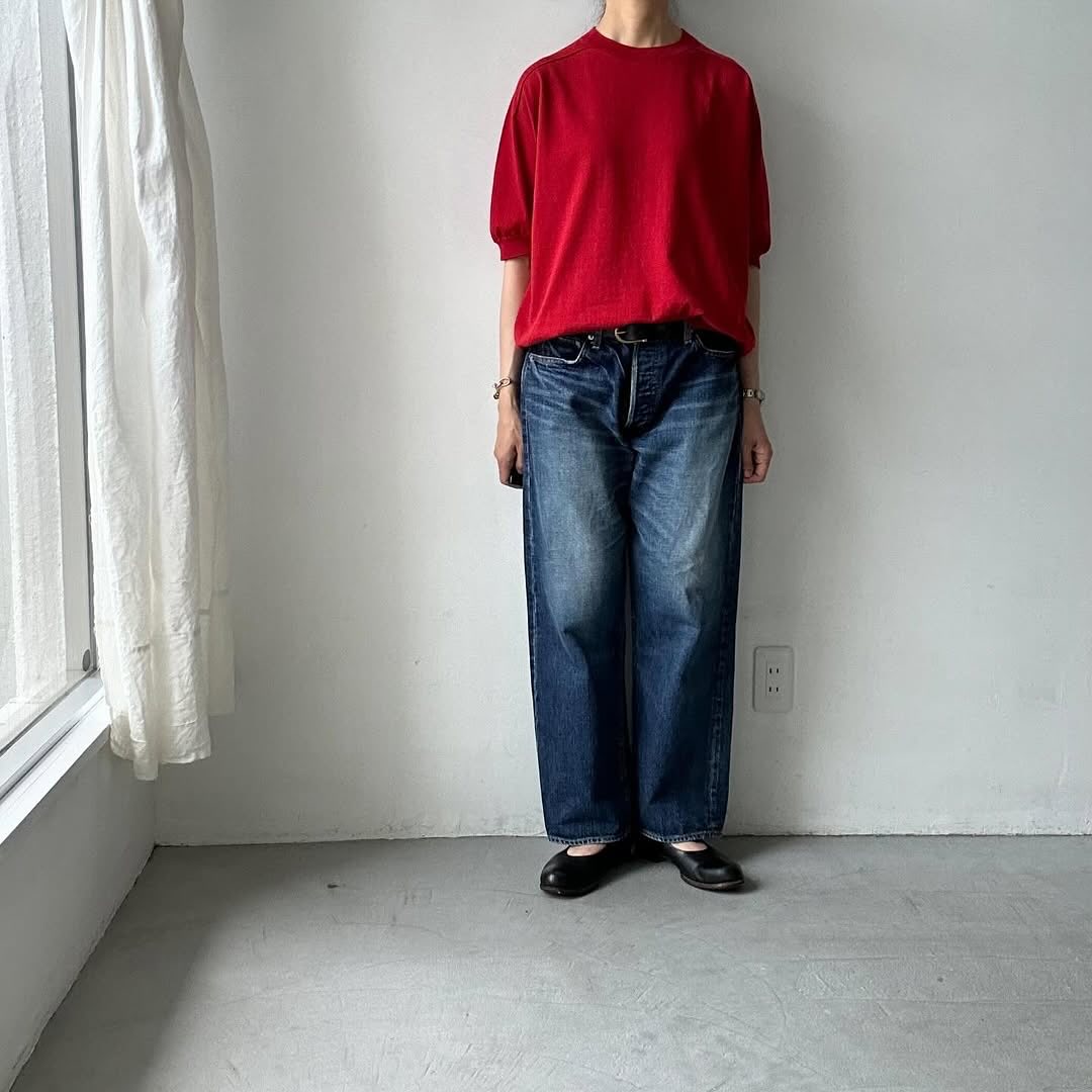 as it is.コットン半袖ニットプルオーバー　レッド